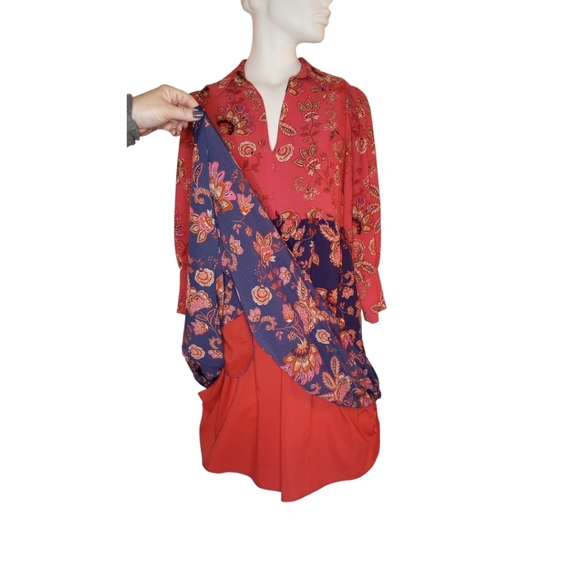 Vince Camuto Women Dress V-Neck Mixed Florals Lined Long Sleeves Gold Buttons 2 - Picture 4 of 17